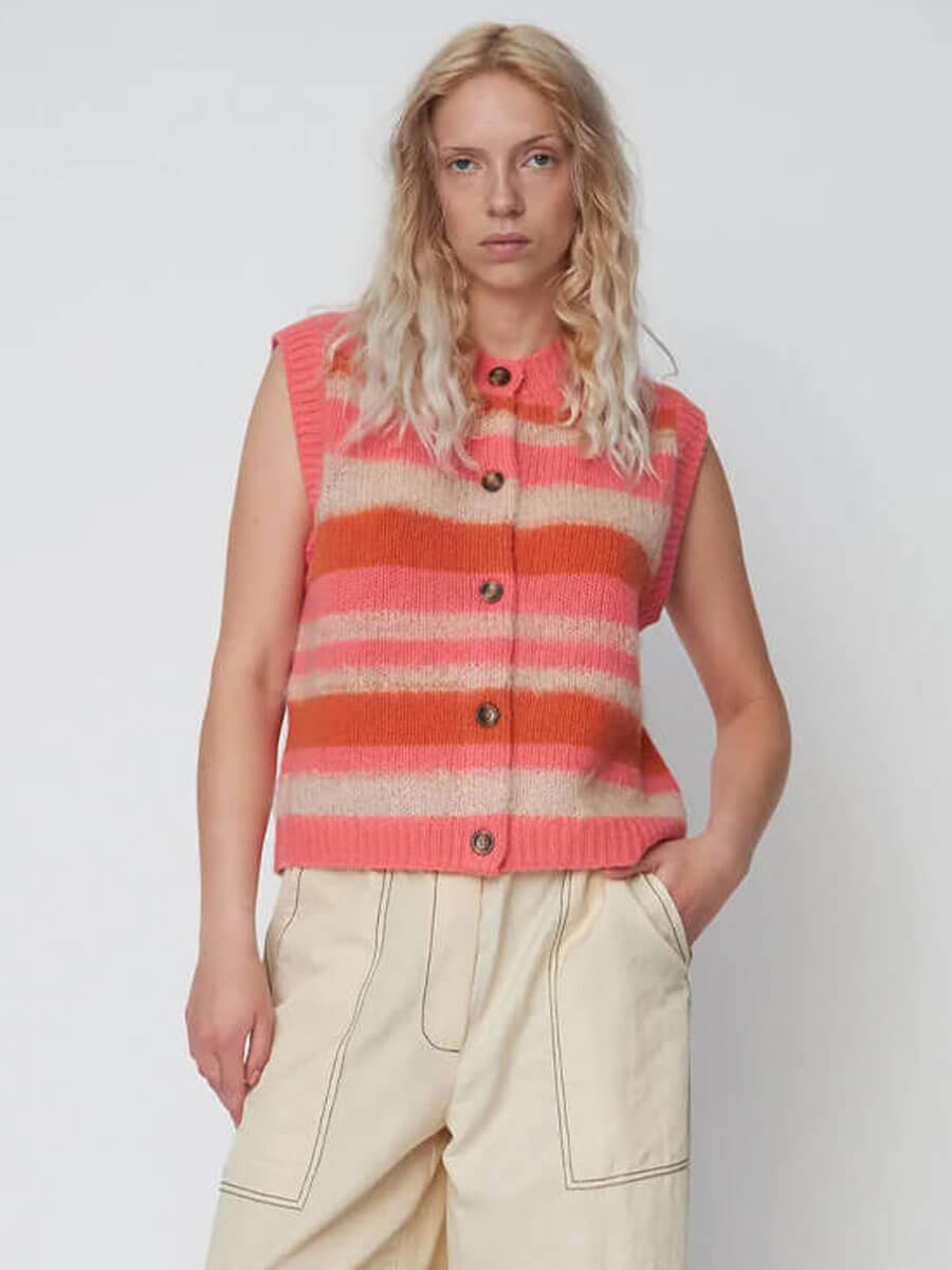 Stella Nova Striped Mohair Cardigan-Vest