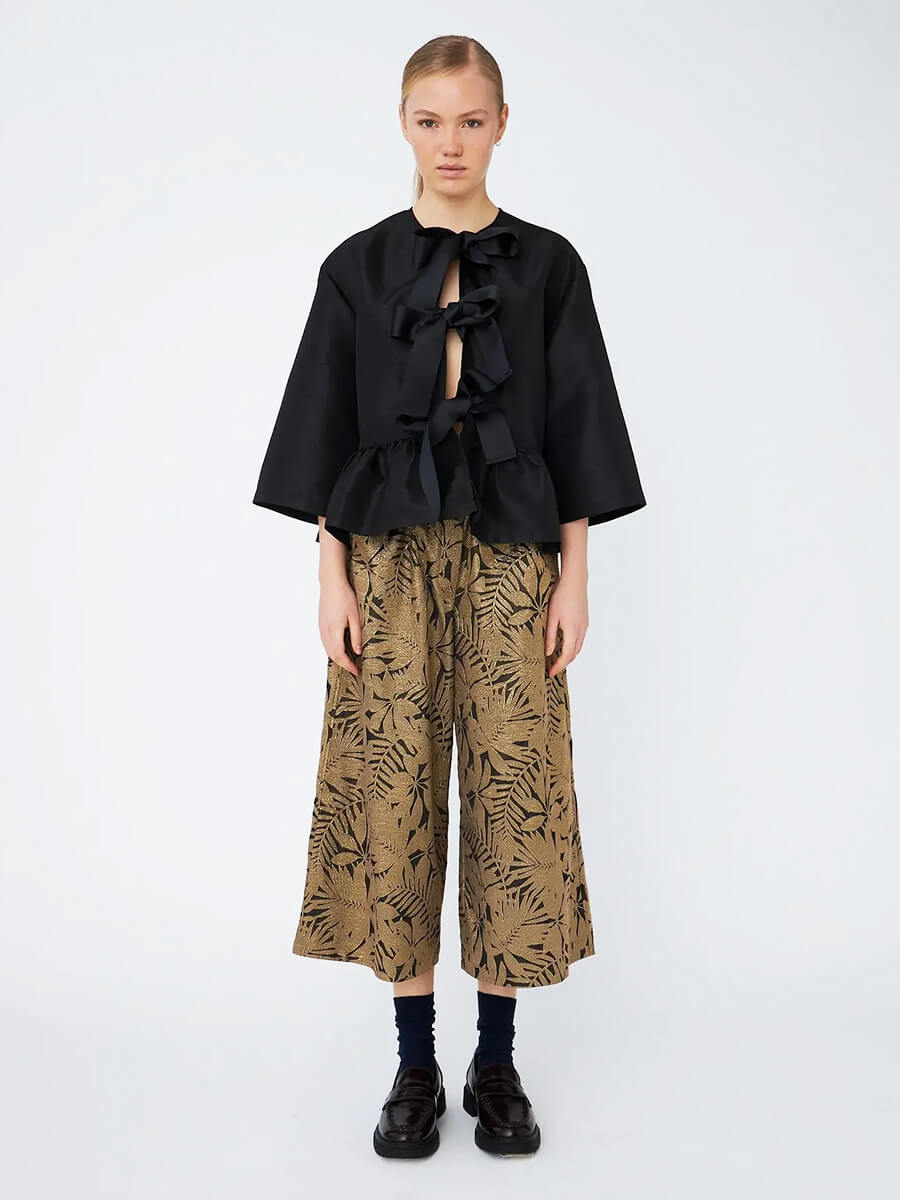 Stella Nova - Crispy Peplum Bow Blouse - Black