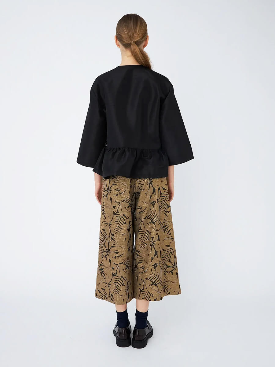 Stella Nova - Crispy Peplum Bow Blouse - Black