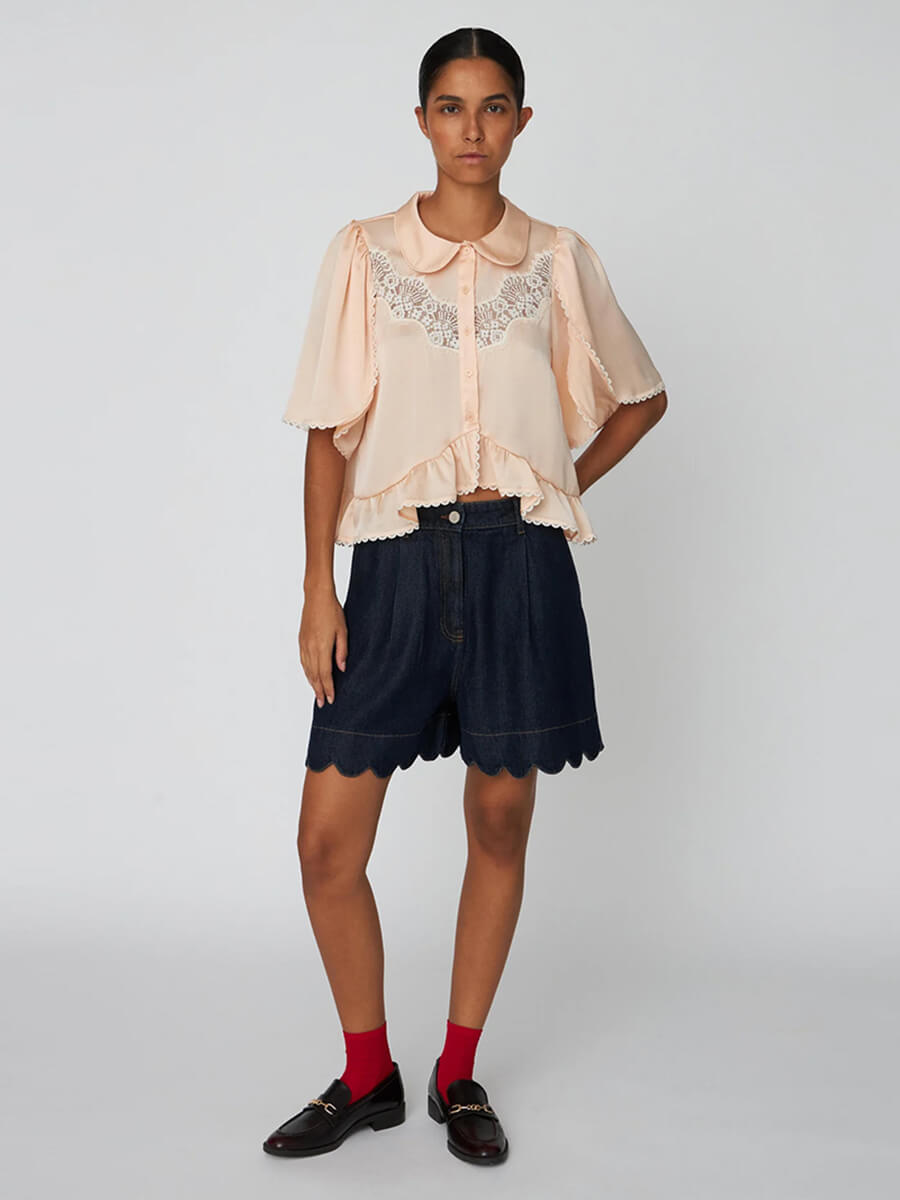 Stella Nova - Delicate Lace Shirt - Pale Pink
