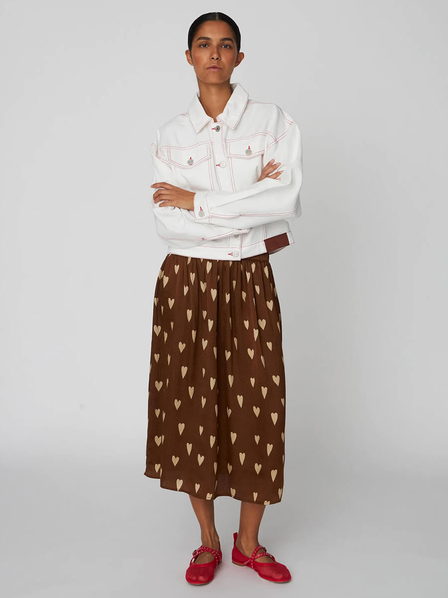 Stella Nova - Heart Printed Silk Skirt