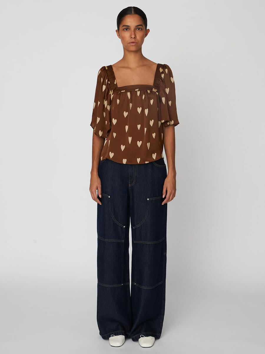 Stella Nova - Heart Printed Silk Top