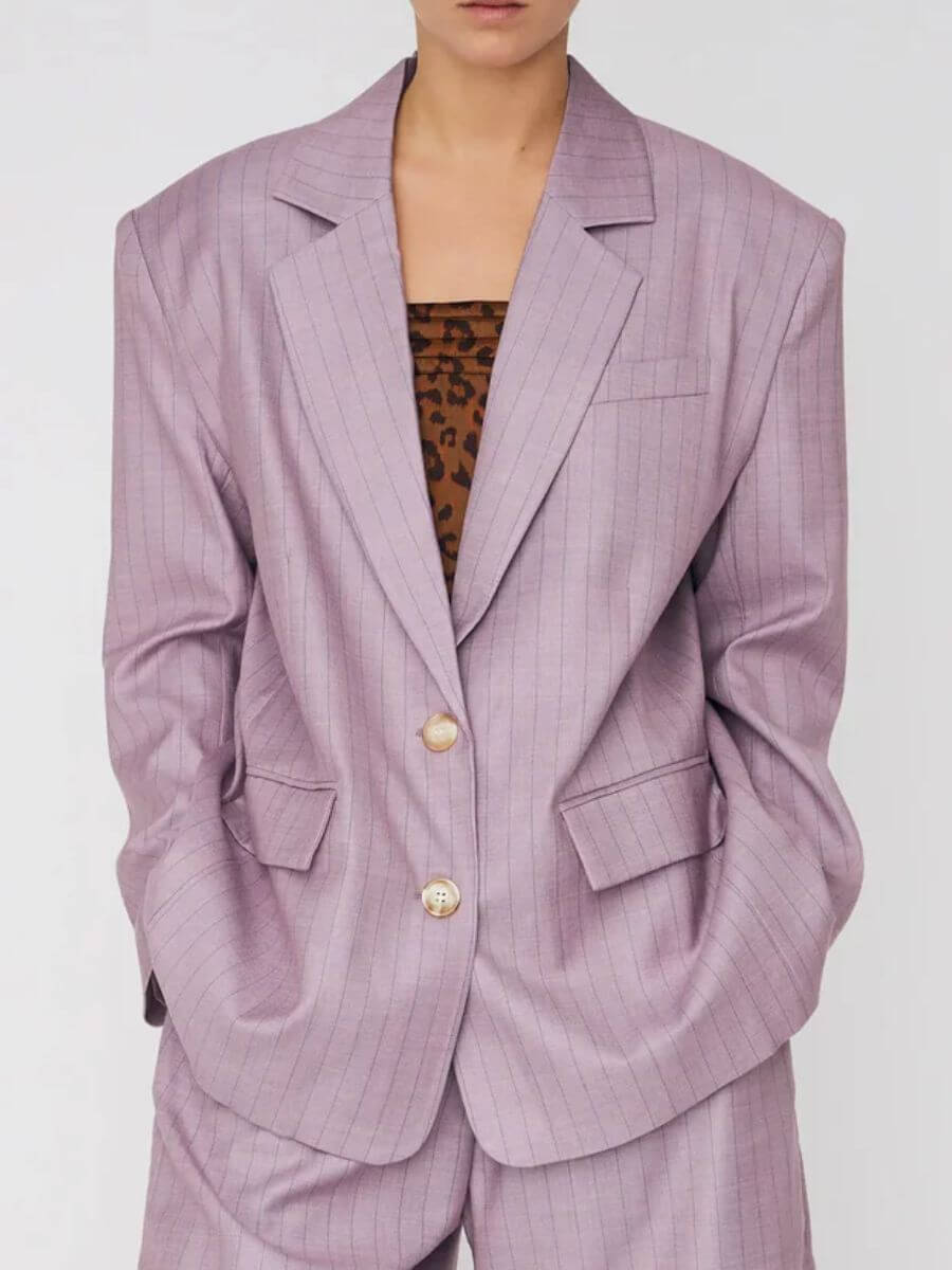 Stella Nova - Striped Oversized Blazer - Light Purple