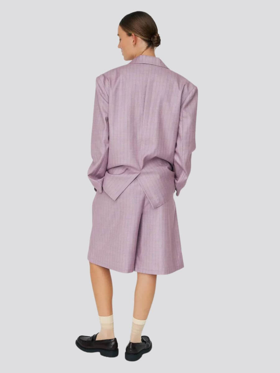 Stella Nova - Striped Oversized Blazer - Light Purple back view