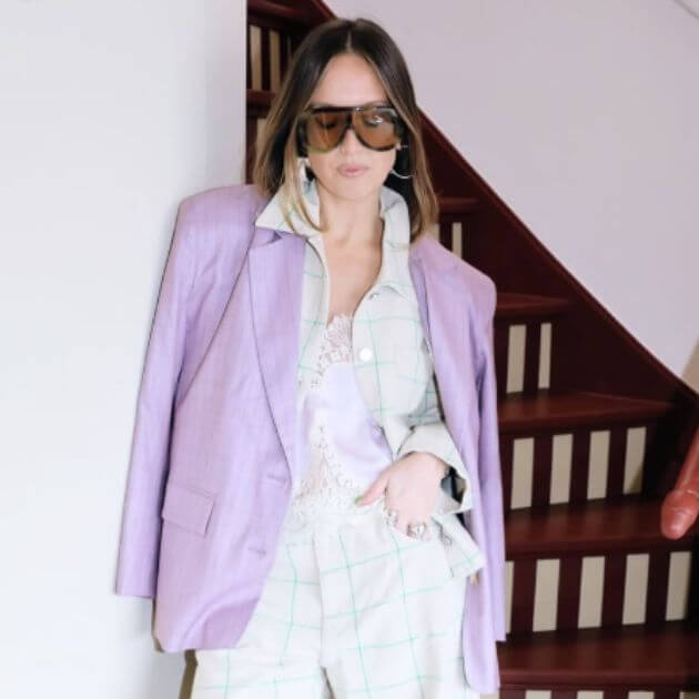 Stella Nova Striped Oversized Blazer - Light Purple