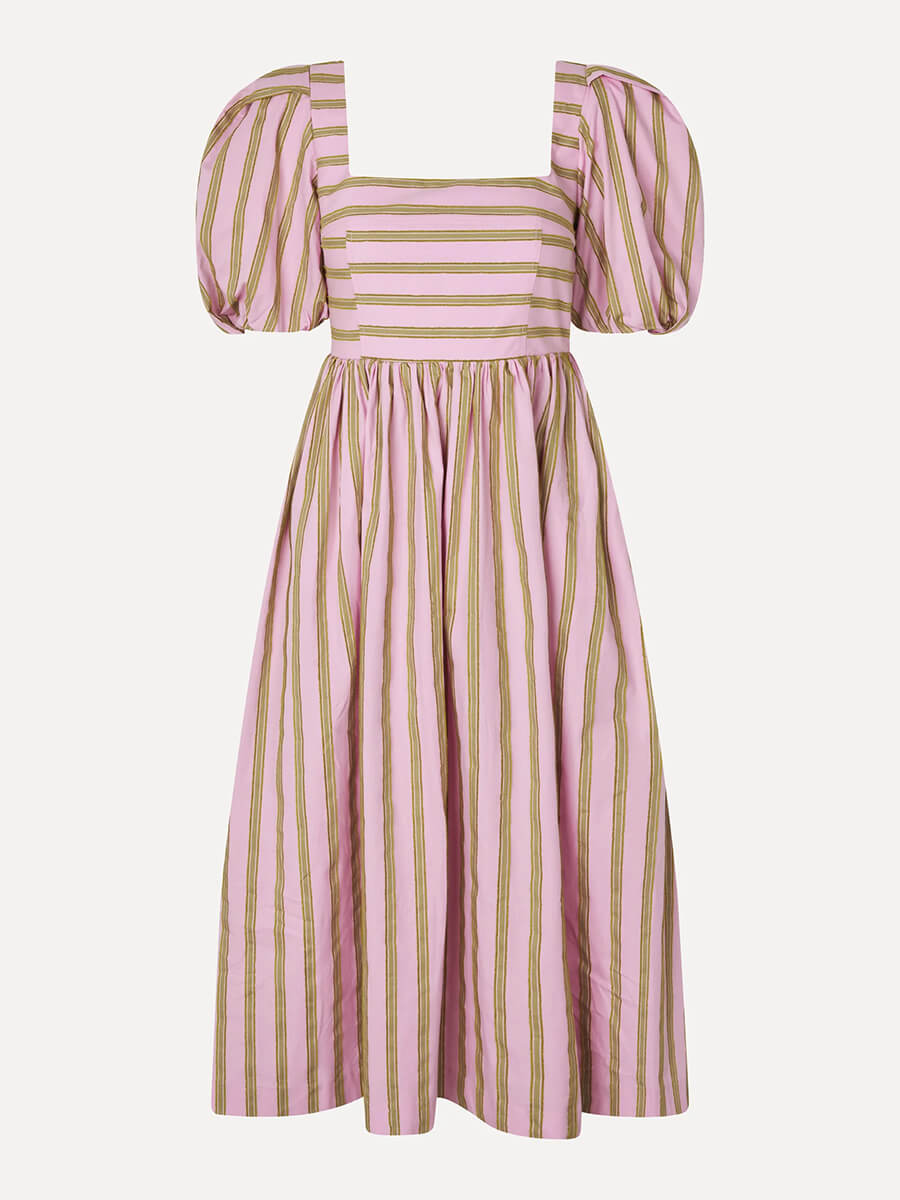 Stine-Goya-BlousonSleeveMidiDress-WallpaperStripes