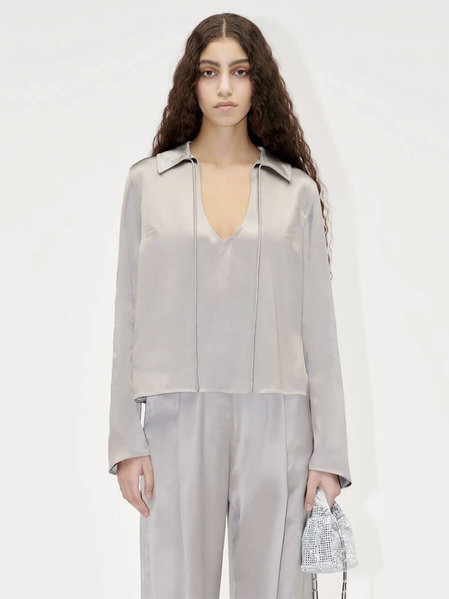 Stine Goya - Klive Blouse - Grey Stone - Wild Swans