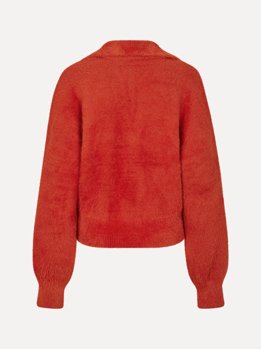 Stine-Goya-Long-Sleeve-V-Neckline-Collar-Jumper-Red-Ochre