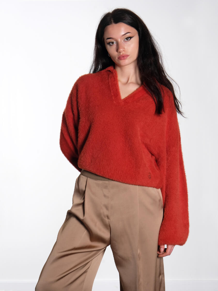 Stine-Goya-Long-Sleeve-V-Neckline-Jumper-Red-Ochre