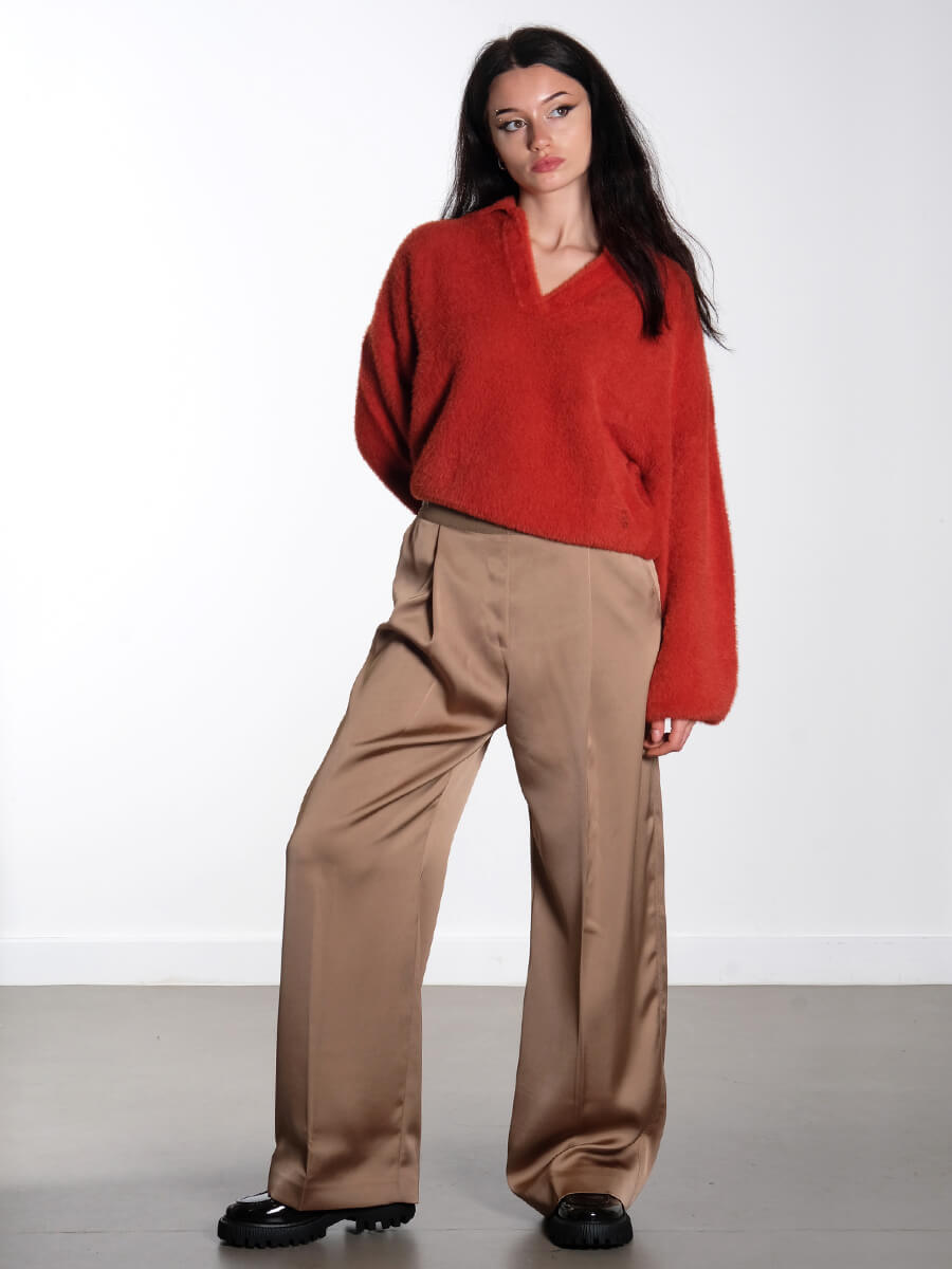 Stine-Goya-Long-Sleeve-V-Neckline-Jumper-Red-Ochre