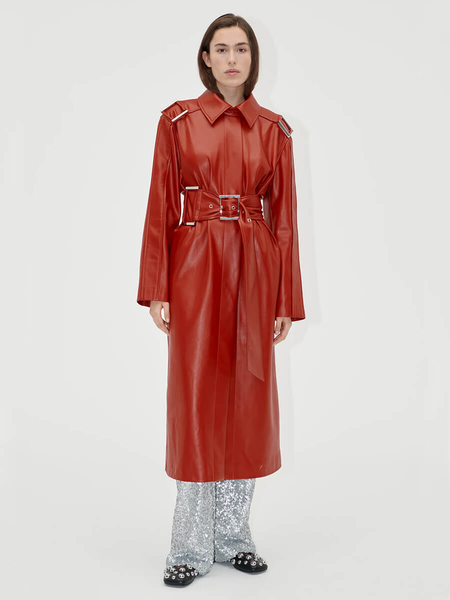 Stine-Goya-Oversized-Trench-Coat-Red-Ochre