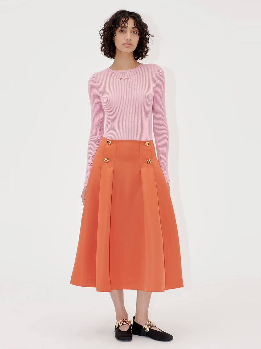 Stine Goya High Volume Midi Skirt - Mecca Orange