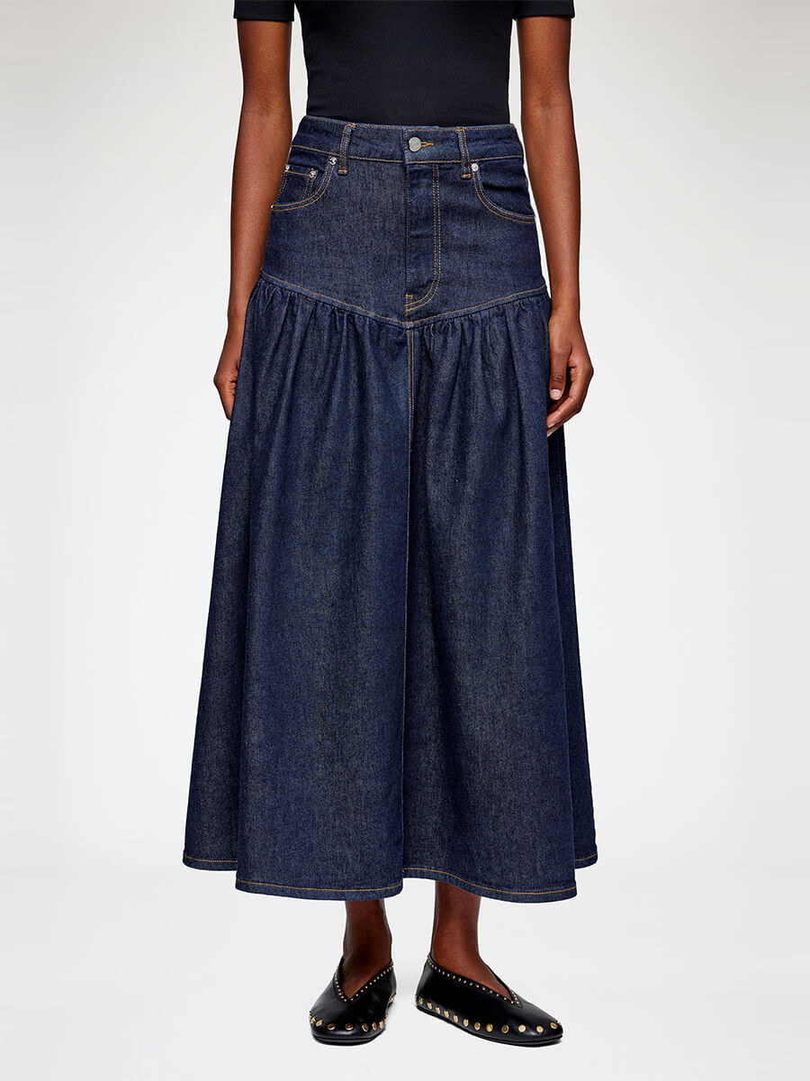 Ganni
Stretch Denim Long Skirt - Indigo