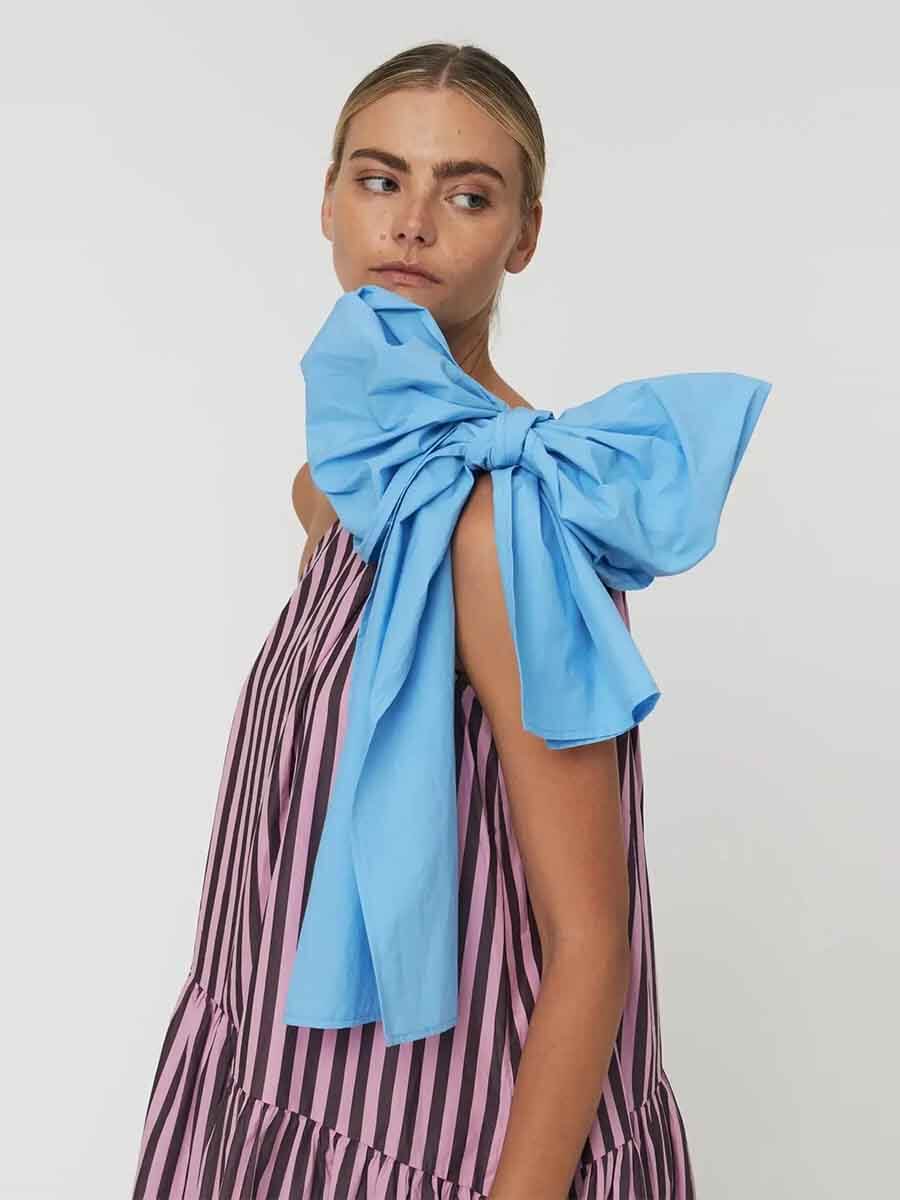 Stella Nova Striped Bow Midi Dress