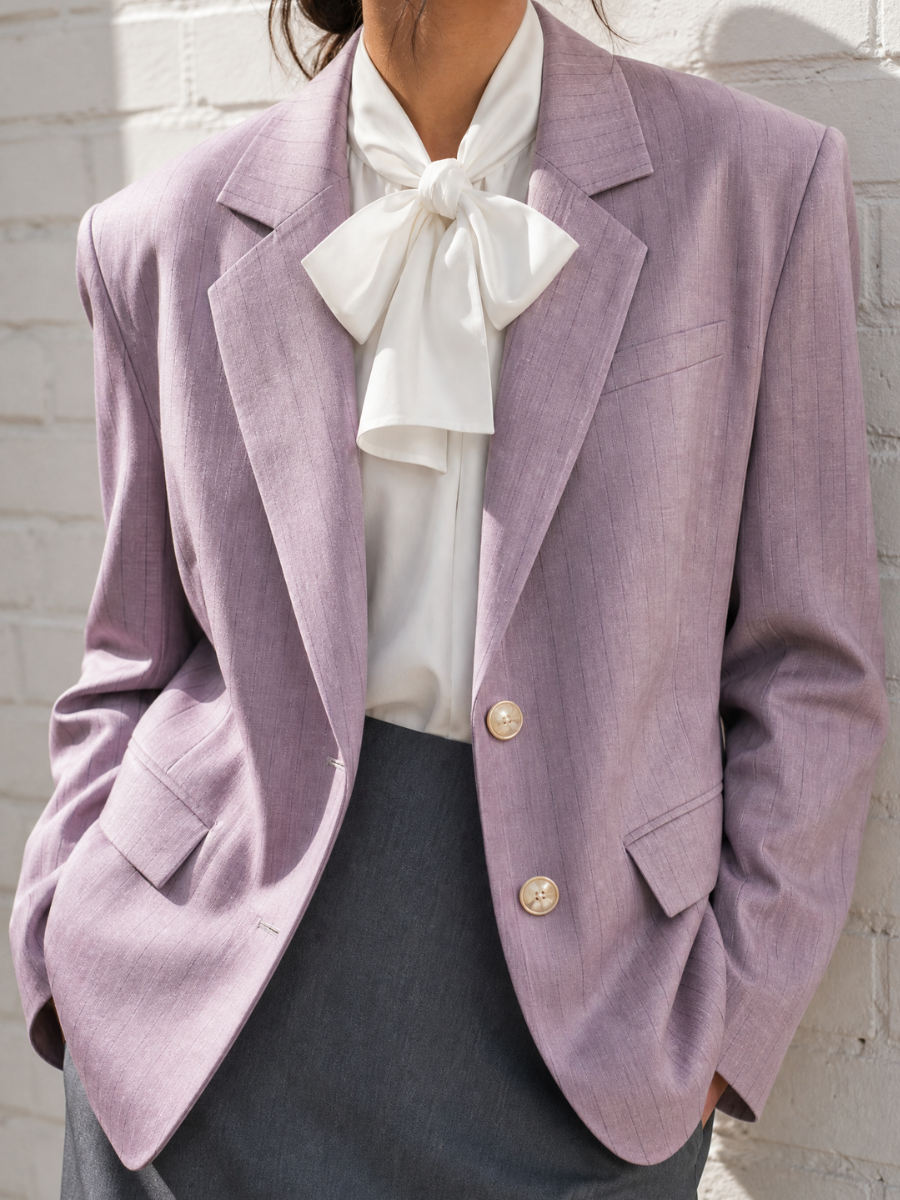 STELLA NOVA
Striped Oversized Blazer - Light Purple