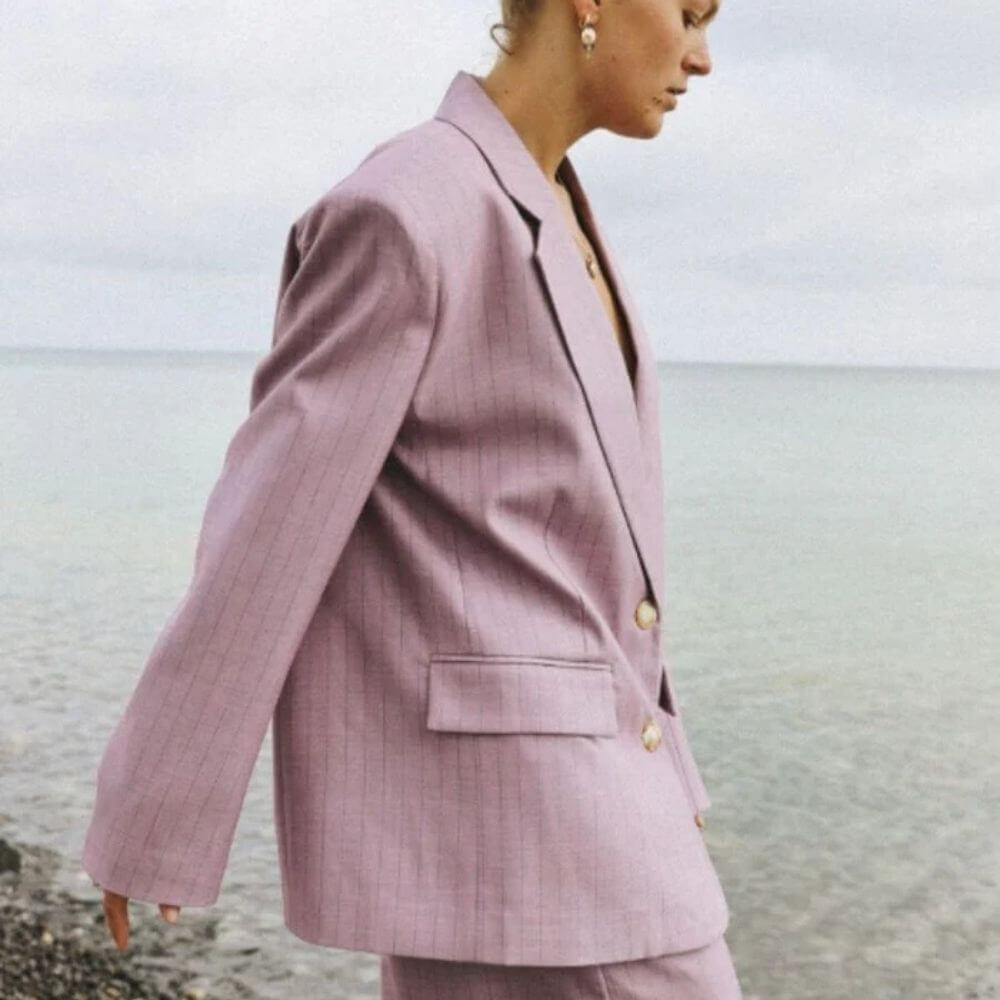 Stella Nova - Striped Oversized Blazer - Light Purple