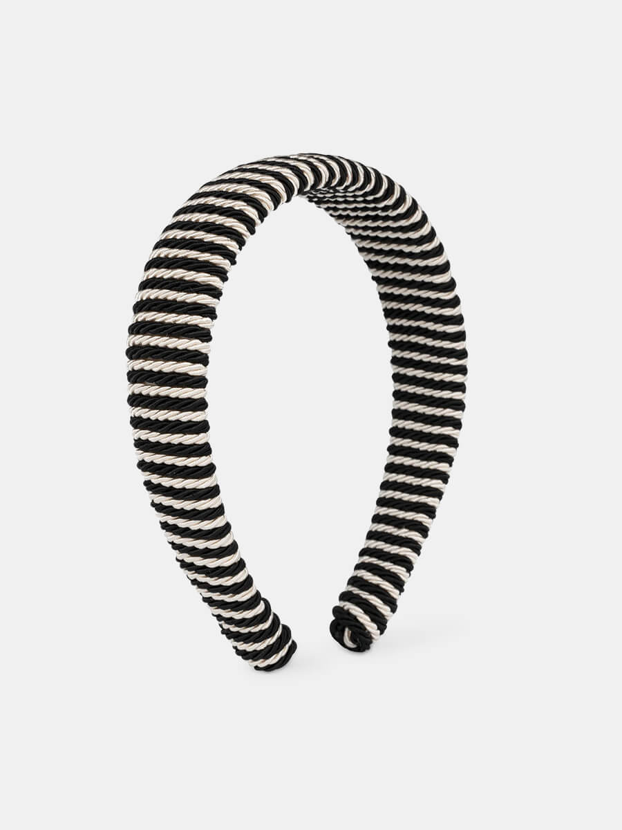 Sui-Ava-Striped-Headband-Black