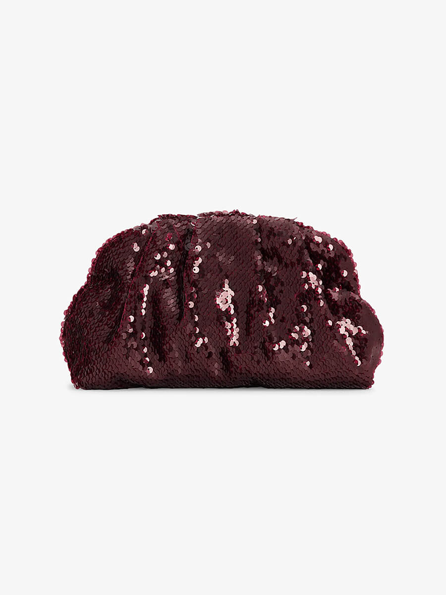 sui ava Sequin Clutch Bag - Burgundy