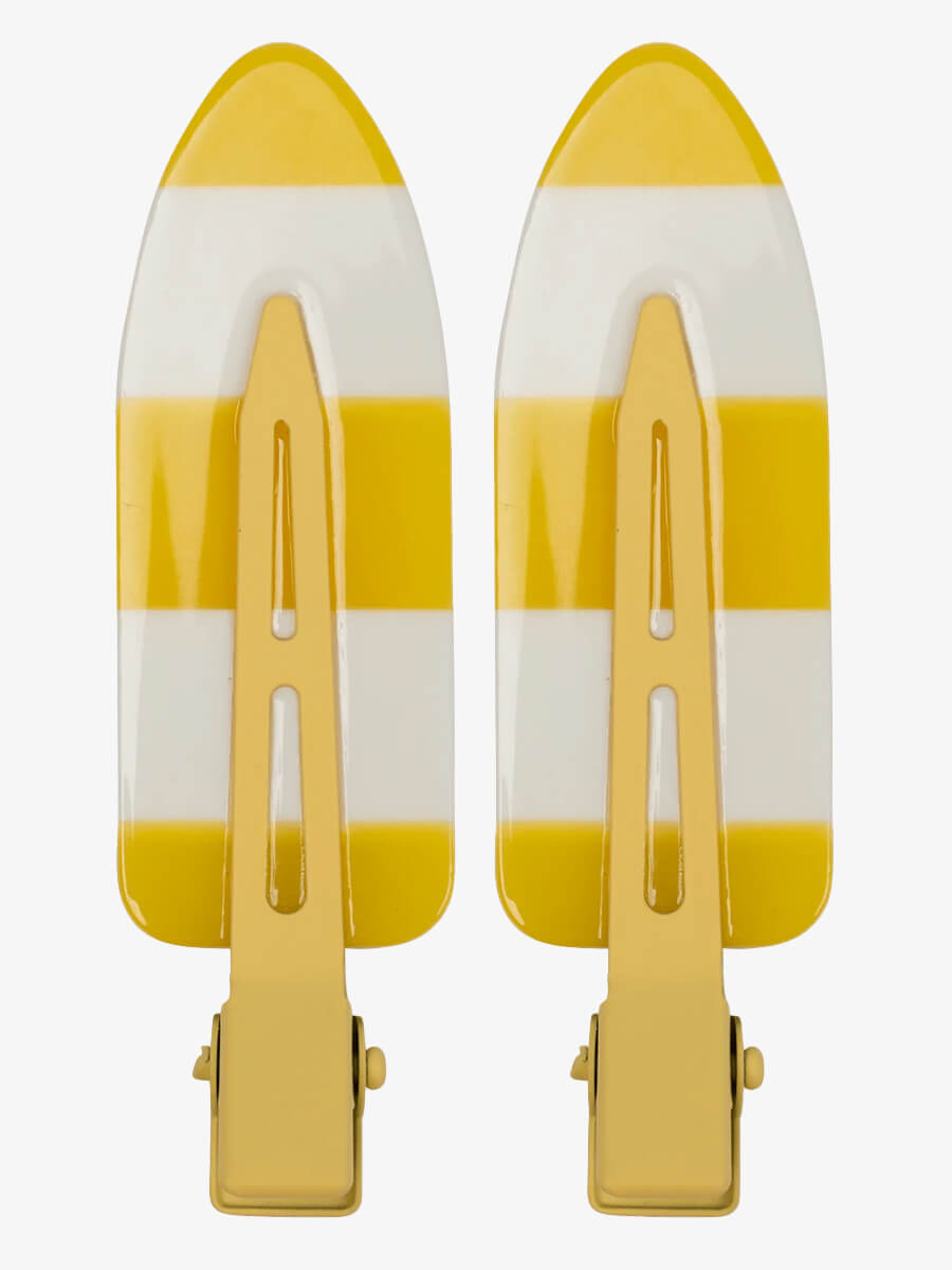 Sui Ava - Striped Clips - Yellow - Set of 2