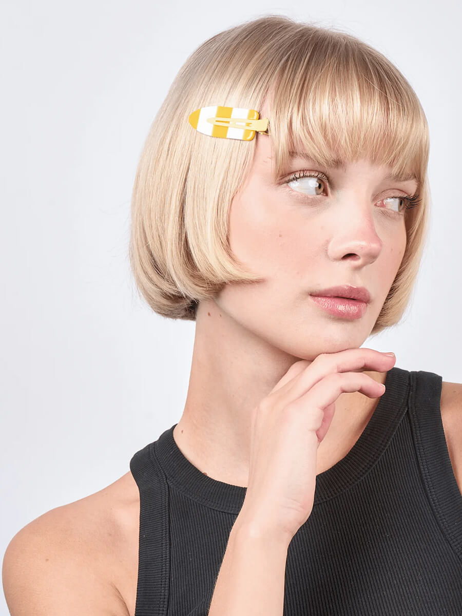 Sui Ava - Striped Clips - Yellow - Set of 2 2