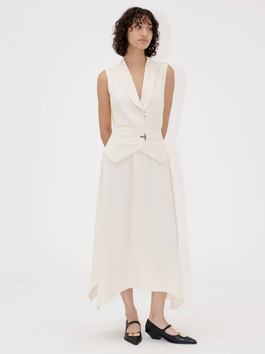 Syine Goya Tailored Handkerchief Dress - Ivory/Cornsilk 