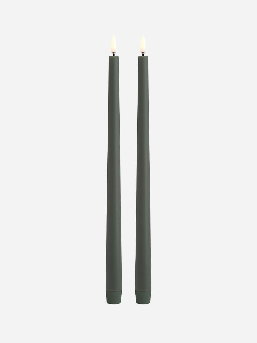 Uyuni Lighting LED Slim Taper Candle Twin Pack 2.3x32 - Olive Green