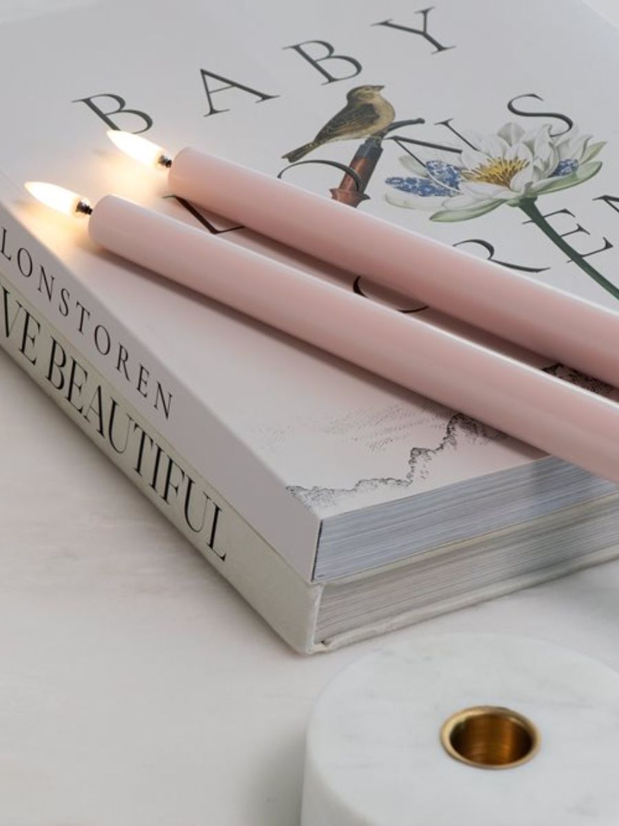 Uyuni Lighting - LED Taper Candle 2pk 2.3x25 - Rose Powder