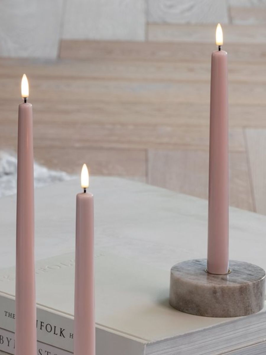 Uyuni Lighting - LED Taper Candle 2pk 2.3x25 - Rose Powder