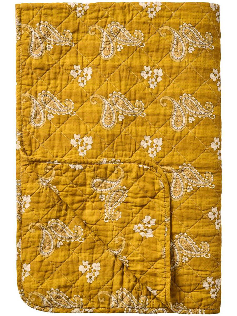 Vintage Quilt 130 x 180 - Mustard with Paisley Pattern