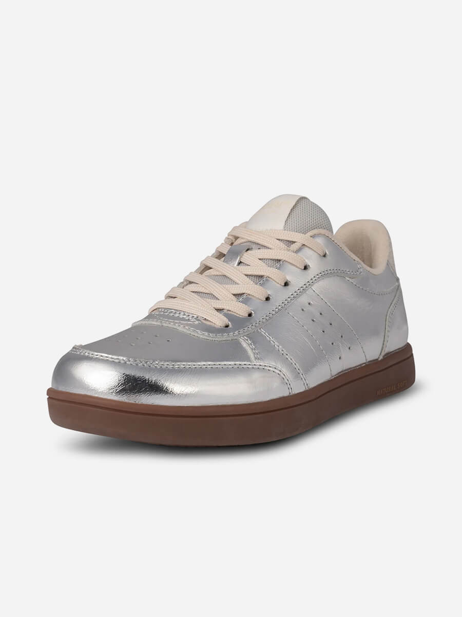 Woden-Bjork-Leather-Sneakers - Silver