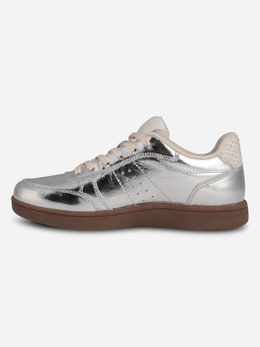 Woden-Bjork-Leather-Sneakers - Silver