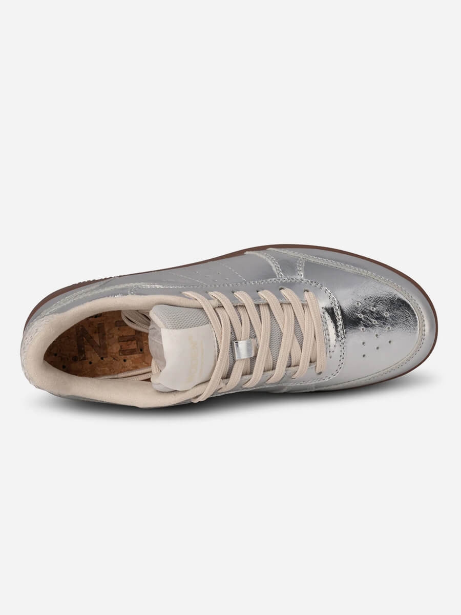 Woden-Bjork-Leather-Sneakers - Silver