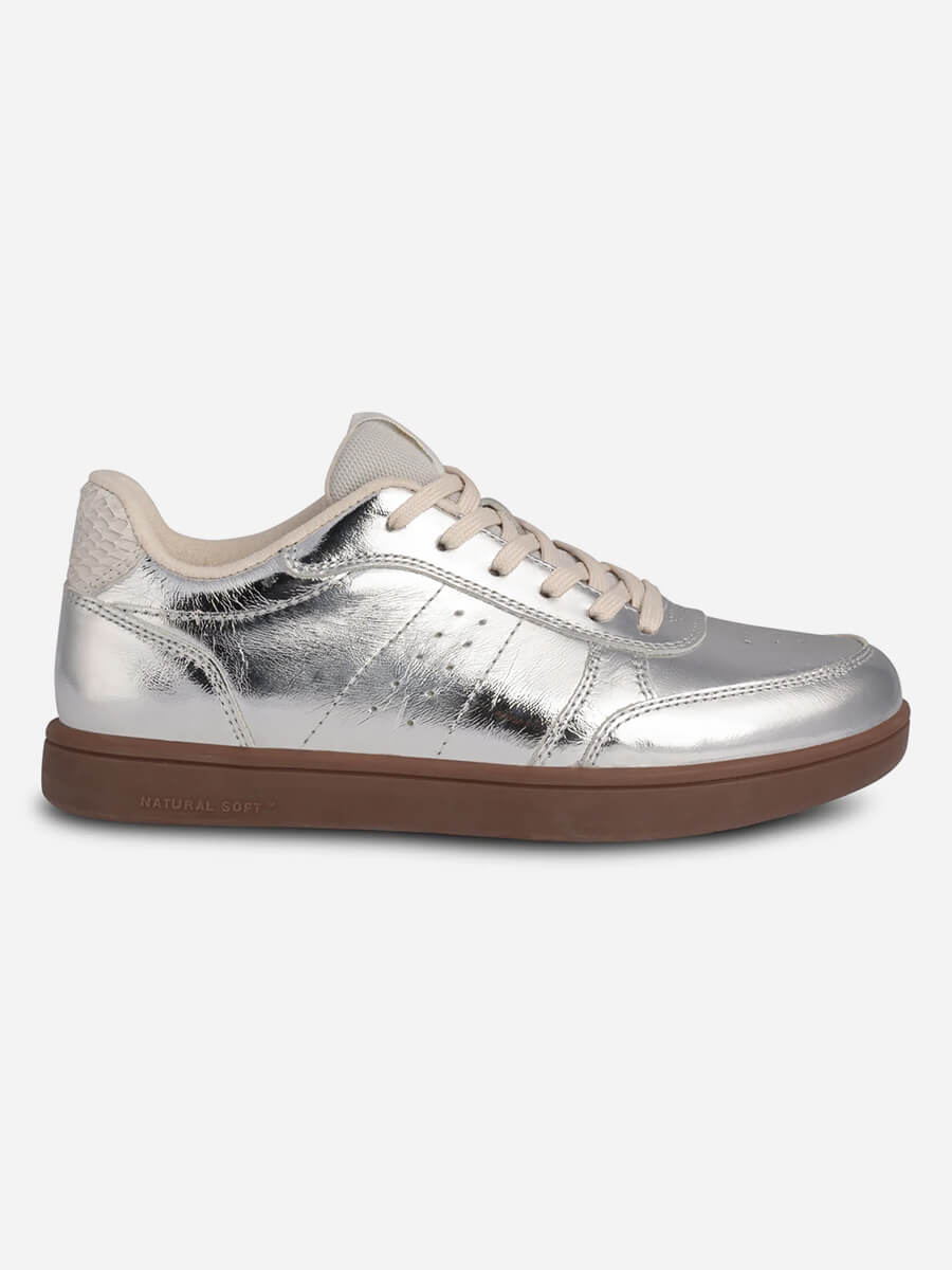 Woden-Bjork-Leather-Sneakers - Silver