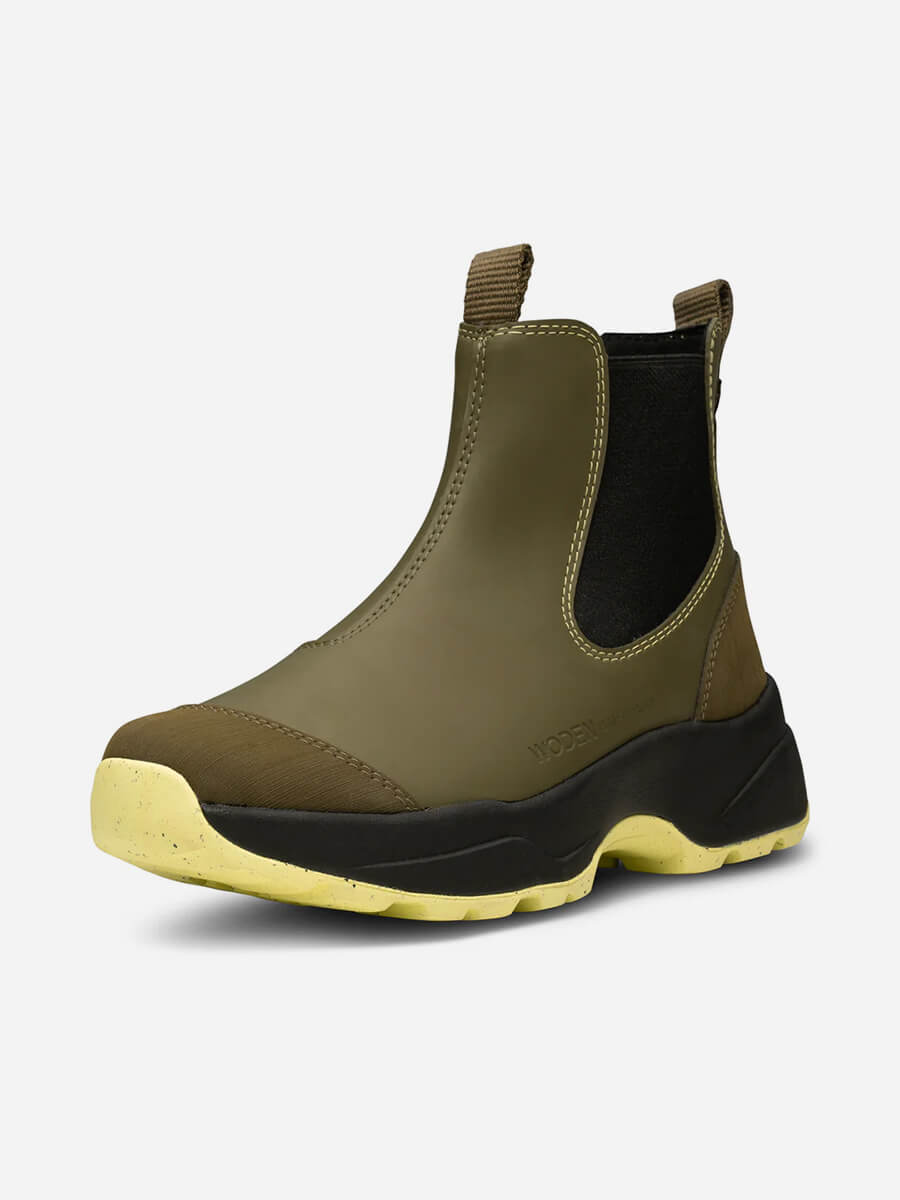 Woden-Siri-Waterproof-Boots - Dark-Olive/Pale-Lime