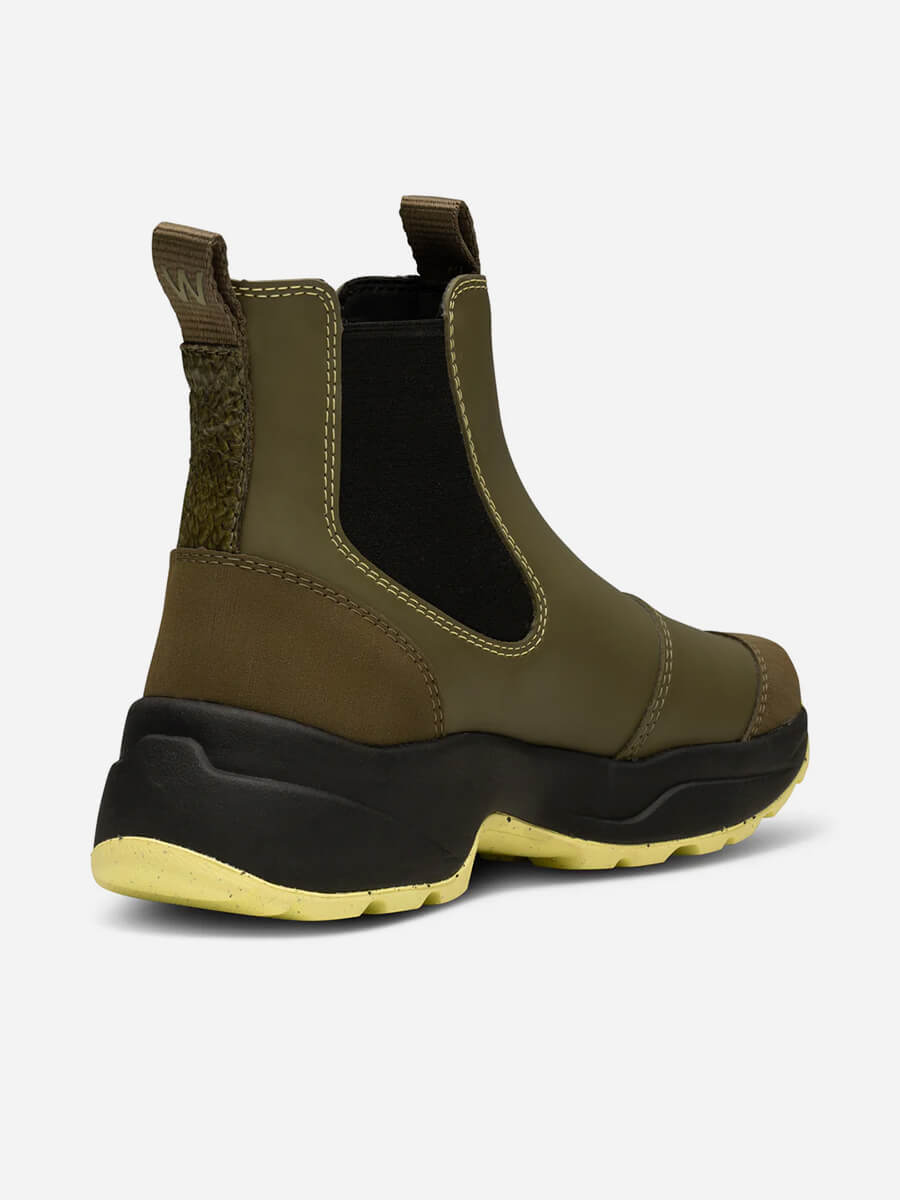 Woden-Siri-Waterproof-Boots - Dark-Olive/Pale-Lime