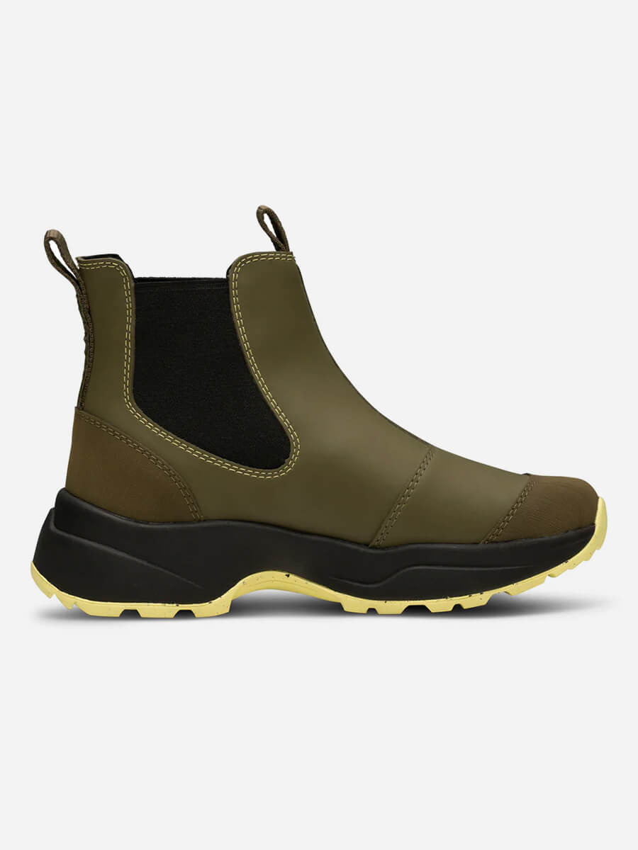 Woden-Siri-Waterproof-Boots - Dark-Olive/Pale-Lime