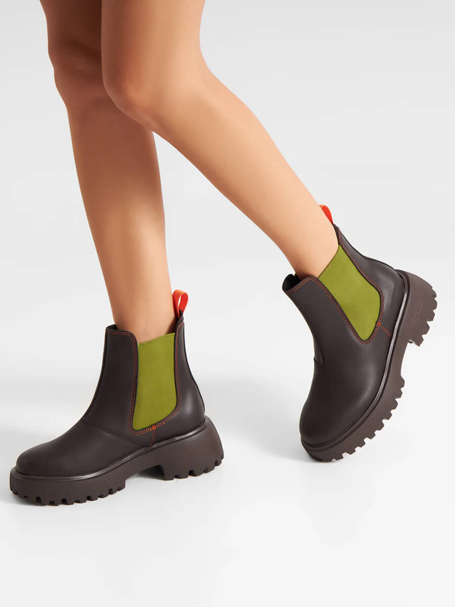 Aya Waterproof Boots - Chocolate/Bambus Green