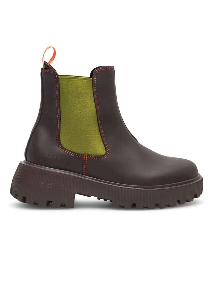 Woden Aya Waterproof Boots - Chocolate/Bambus Green