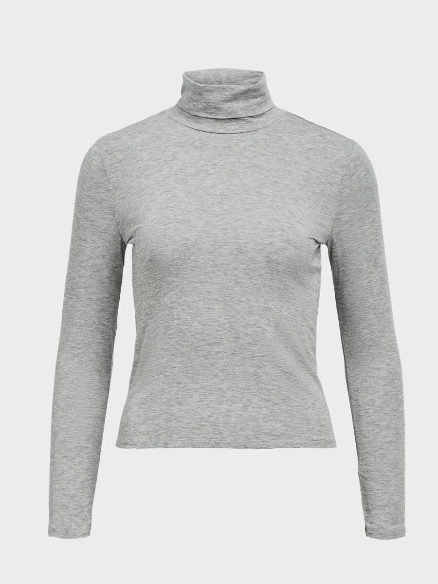 Object Zofia Sli Long Sleeved Rollneck - Grey Melange