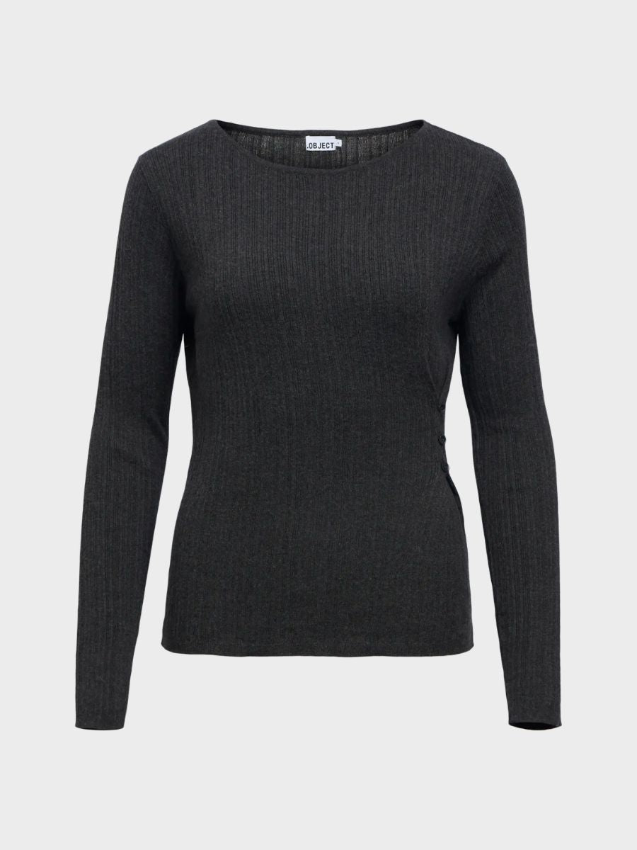 Billa Knit Top - Dark Grey Melange