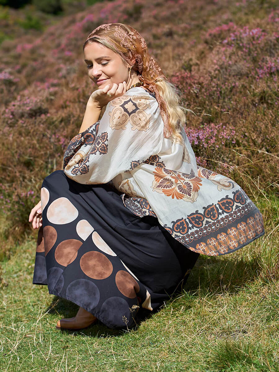 black colour Mirana Triangle Scarf-tobacco