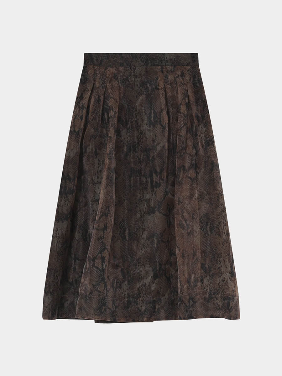 day birger et mikkelsen Chai Organza Skirt - Brown Snakey