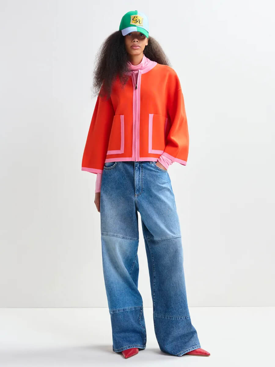essentiel antwerp Jani Cardigan with Contrast - Nectarine 