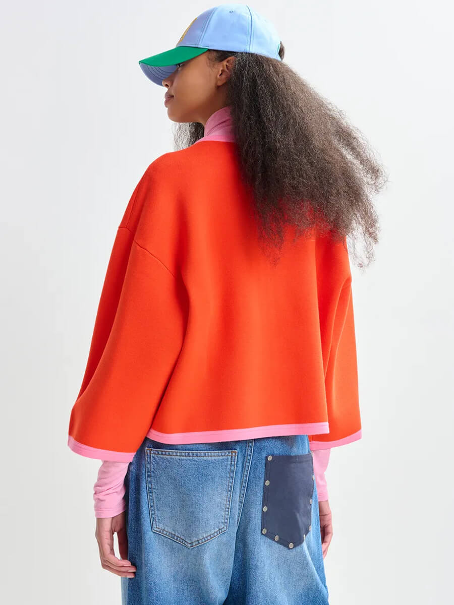 essentiel antwerp Jani Cardigan with Contrast - Nectarine 