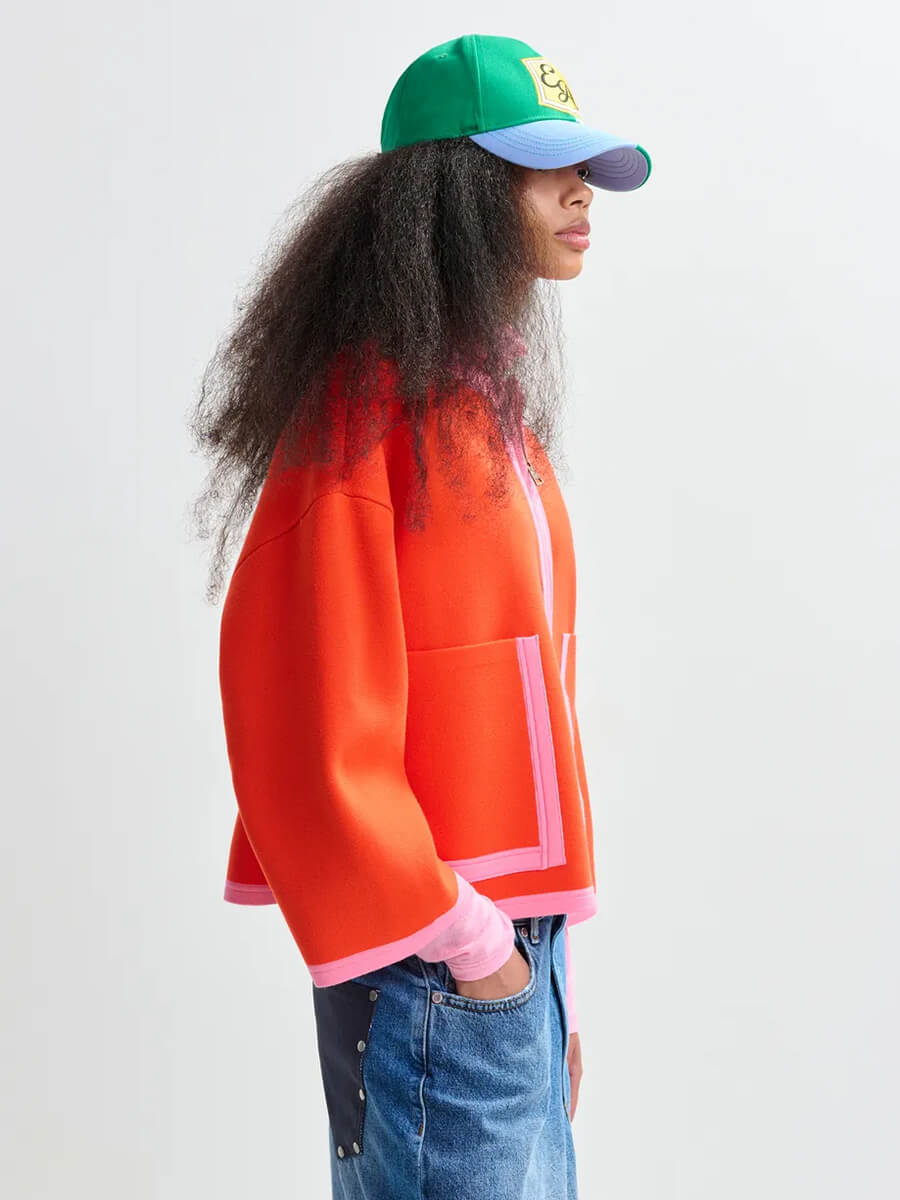 essentiel antwerp Jani Cardigan with Contrast - Nectarine 