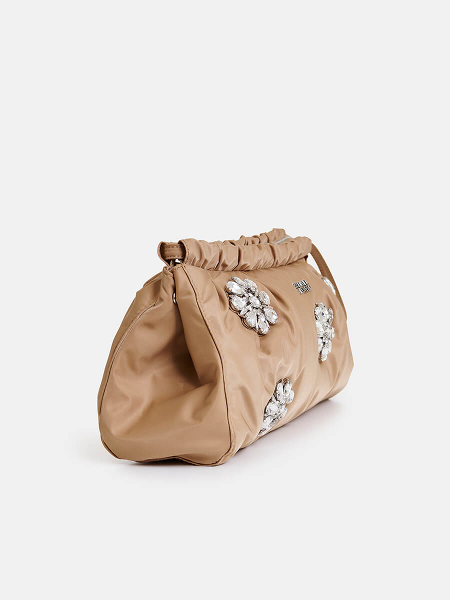 essentiel antwerp Jimone Embroidered Pouch - Ginger bread
