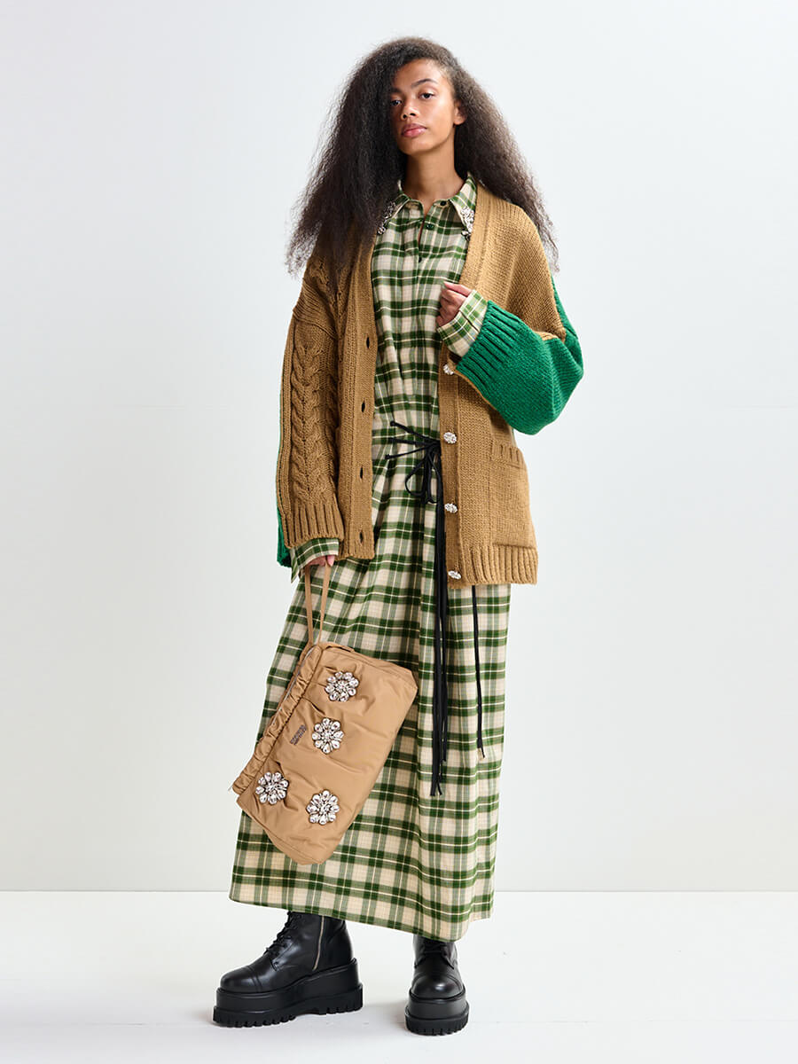 essentiel antwerp Jimone Embroidered Pouch - Ginger bread