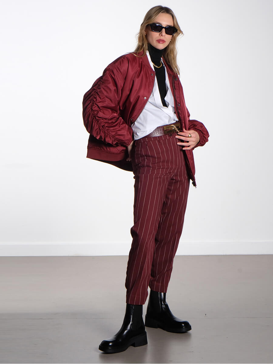 OBJECT - Mary Oversized Bomber Jacket - Cabernet