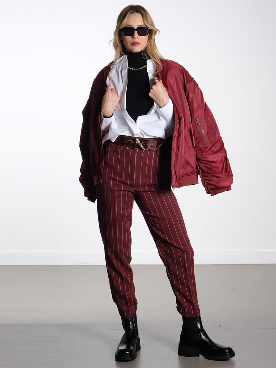 OBJECT - Mary Oversized Bomber Jacket - Cabernet