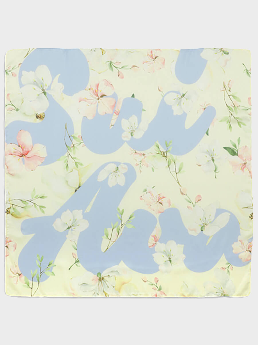 SUI AVA Floral Scarf - Butter Yellow/Blue